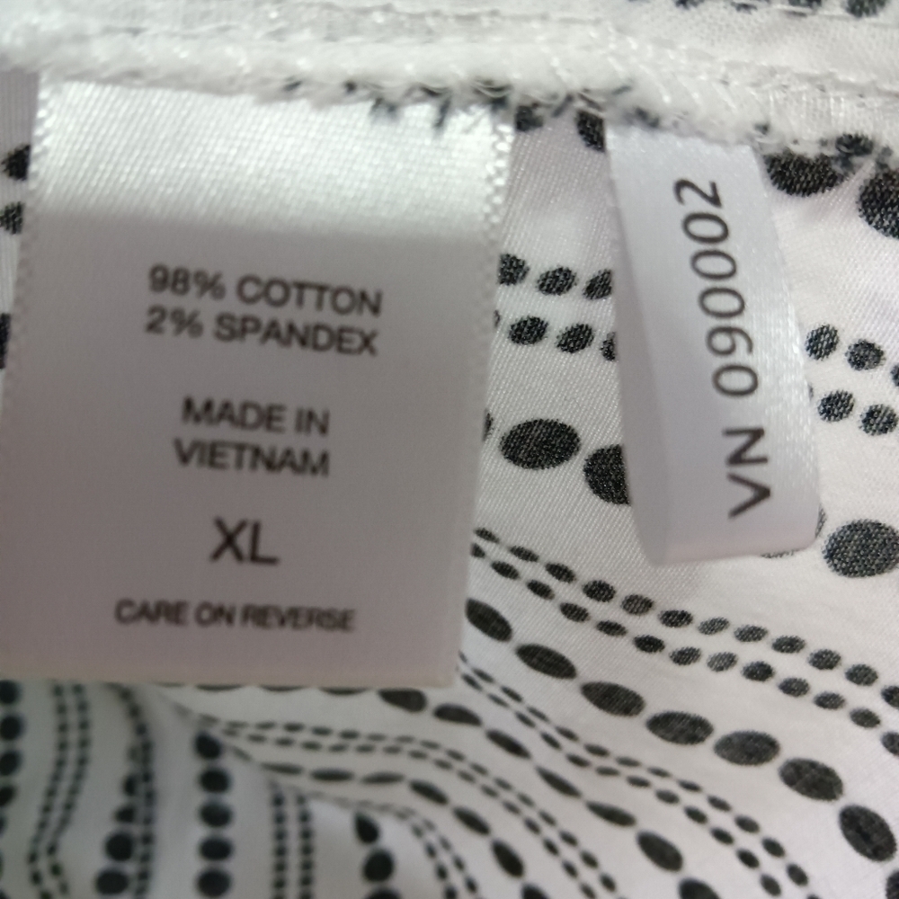 🦋 7th Avenue NY & Co Button Down Shirt White Black Dots XL - Picture 5 of 8